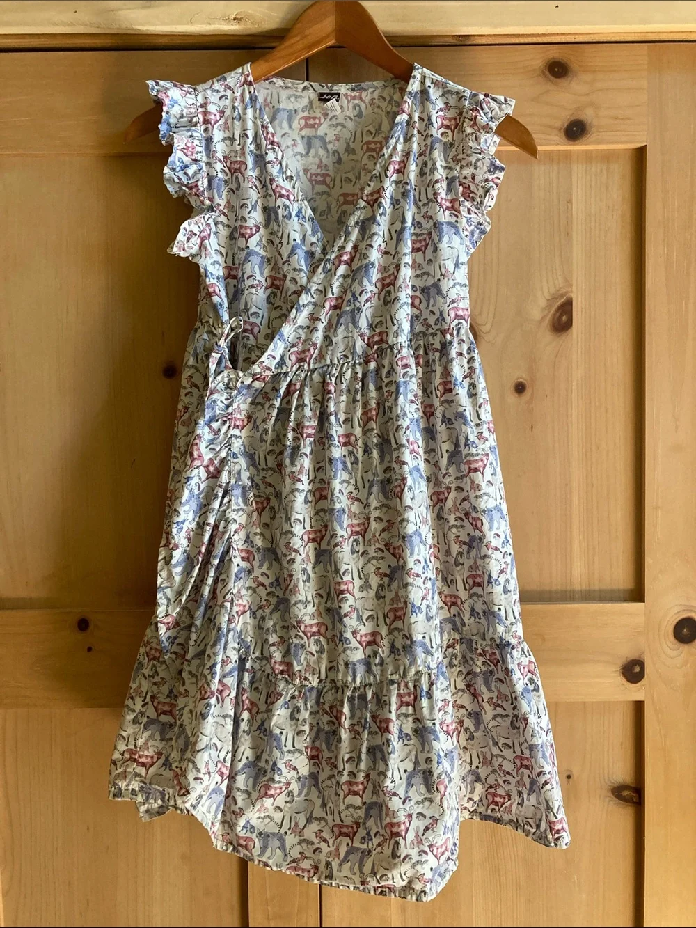 Tea Collection Girl’s Cotton Poplin Wrap  Dress in Animal Print